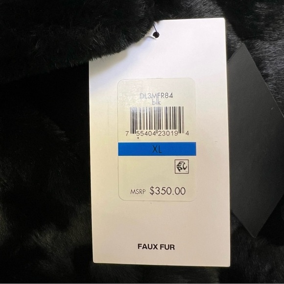 DKNY Women's Black Front Button Down Faux Fur Jacket Coat - Picture 3 of 10